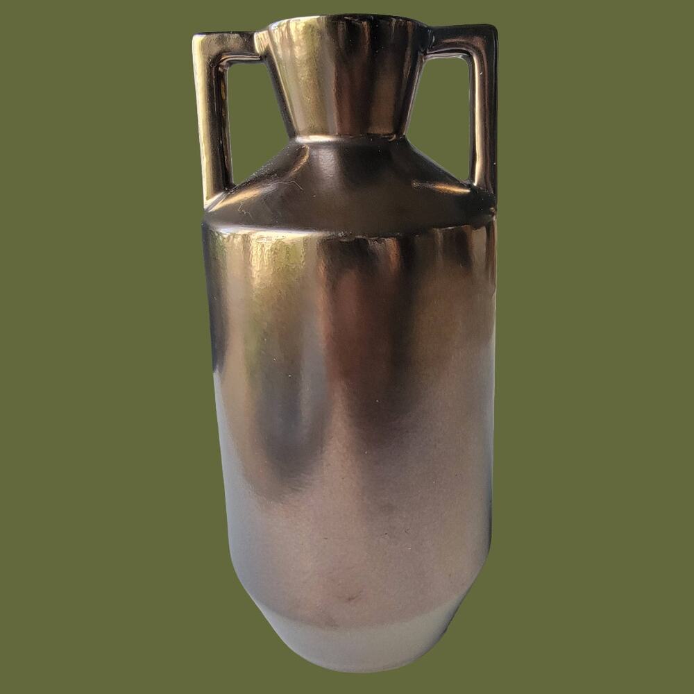 Vintage 1990s Royal Haeger Bronze Ceramic Double Handle Trophy Silhouette Vase